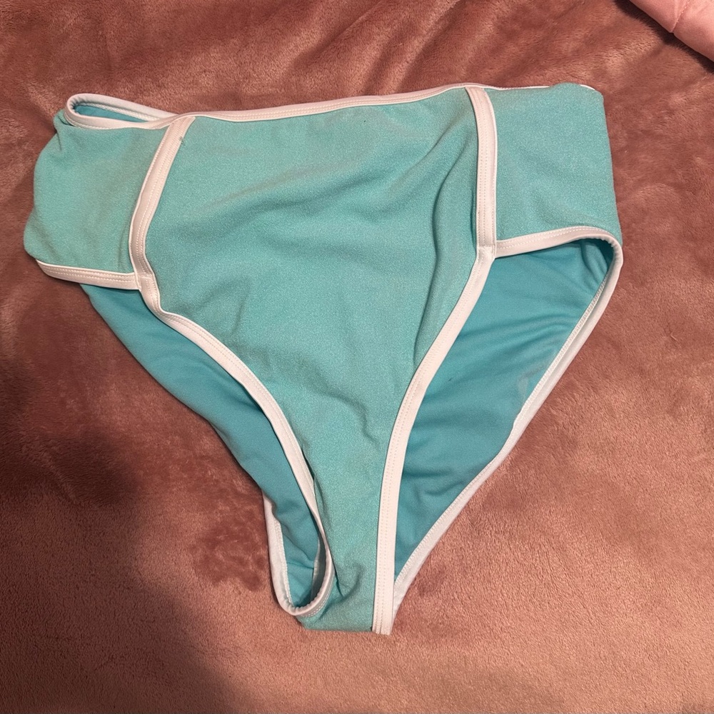 Womens Kona Sol NWT Blue Bikini High Waist Bottom - L